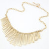 Trendy gold fringe bib statement necklace
