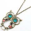 Vintage Owl Fashion Necklace With Colorful Gems